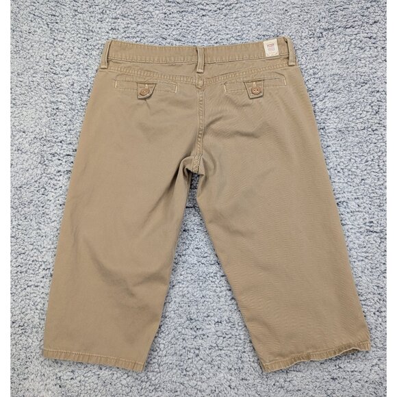 Y2K Levis Wide Leg Capris Size 6 Boho Preppy 90s Canvas Cali Skater Retro Brown - Picture 2 of 13